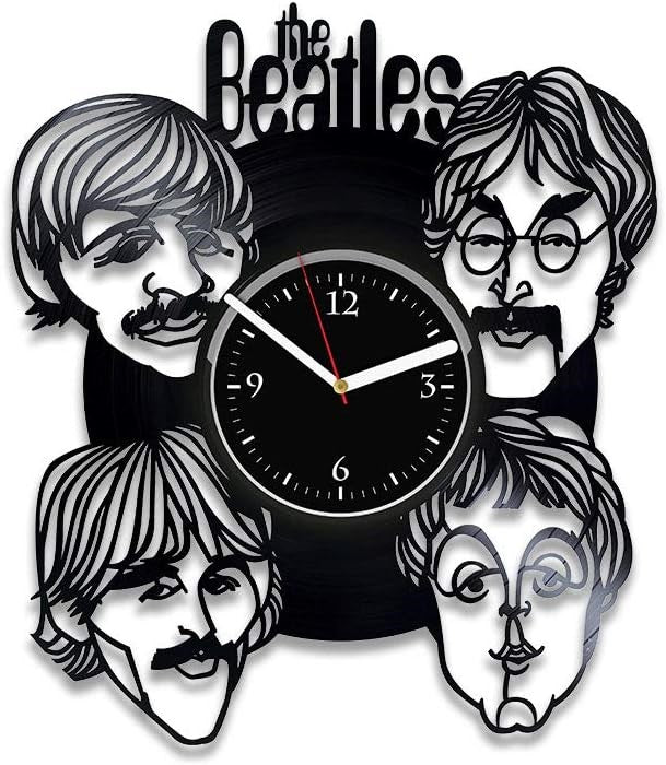 Orologio da parete in vinile Beatles caricatura